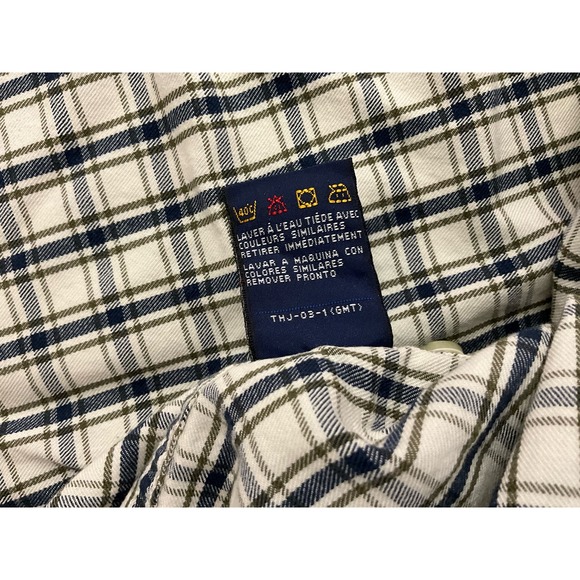 Men’s Tommy Jeans Size Large Button Up Blue White Denim Style Plaid Button Up - Picture 9 of 12